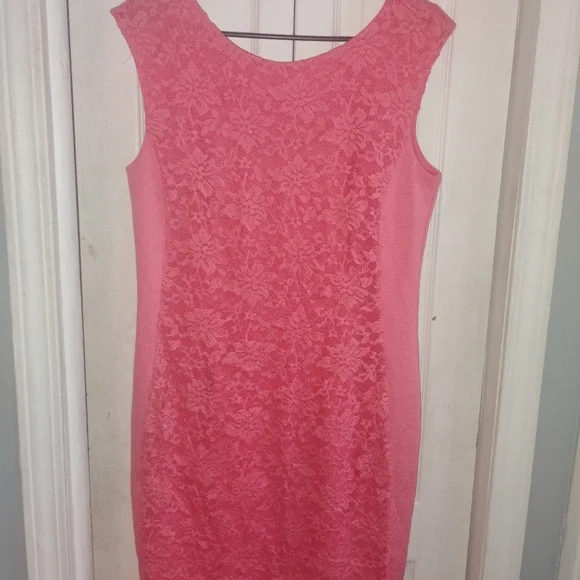 Apt 9 Coral Pink Lace Sheath Dress - Picture 5 of 7